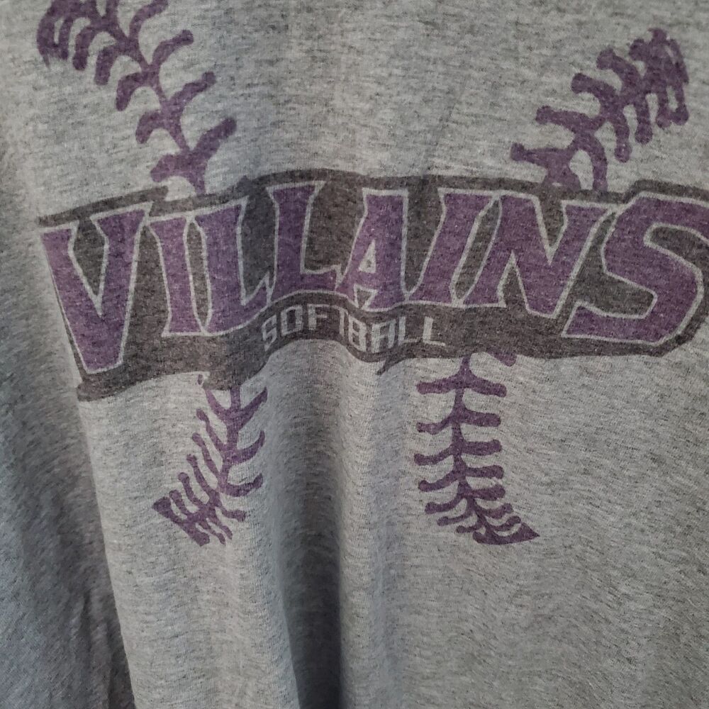 villains softball shirt short sleeve gray size XL cotton/polyester blend - Picture 2 of 4